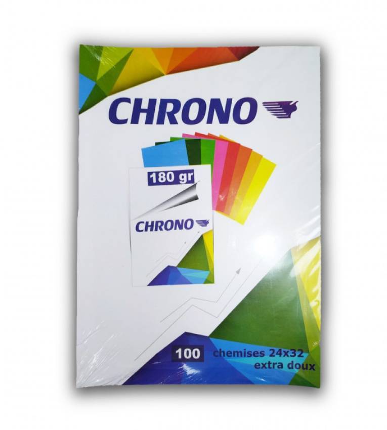 Chrono Pack 100 Chemises Cartonnées. 180 grammes - 24*32 couleur rose